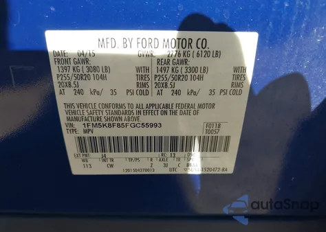 2015 Ford Explorer Limited из США, поврежденный, VIN 1FM5K8F85FGC55993